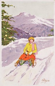 若い女性のソリ 作： Carlo Pellegrini